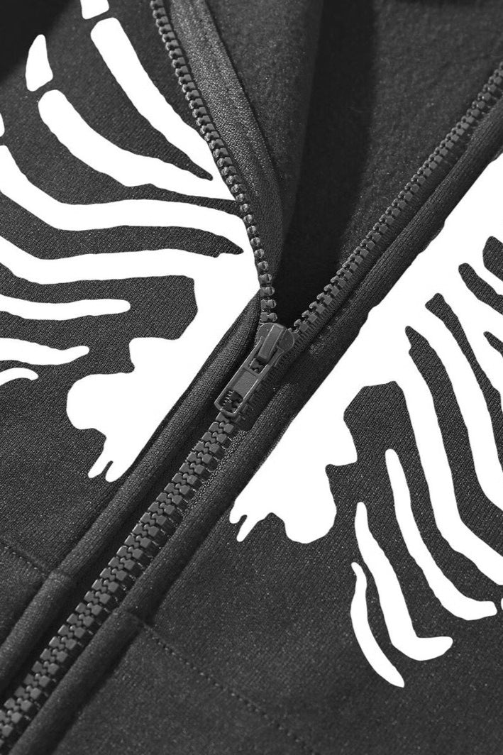 Chic Skeleton Print Relaxed Pullover Hoodie
