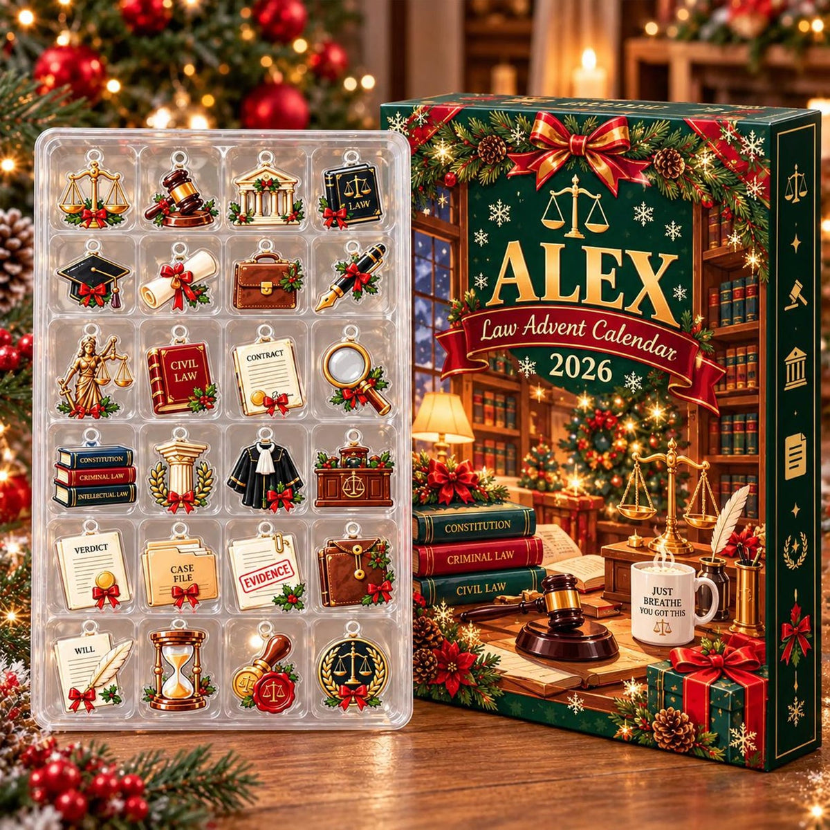 Lawyer Advent Calendar 2026, 24 Days Christmas Countdown, Law Student Gift, Attorney Ornament Set, Legal Christmas Decor, Lawyer Gift