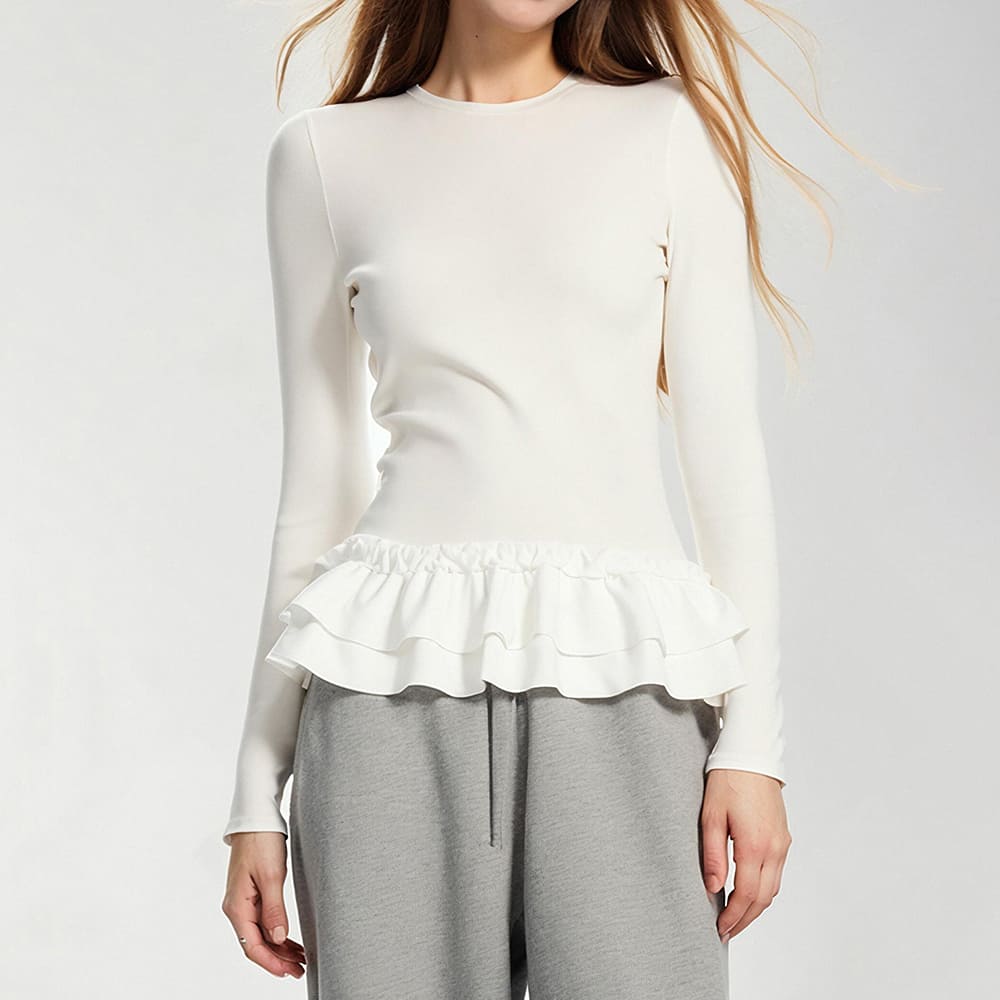 Balletcore Ruffle Long Sleeve Top