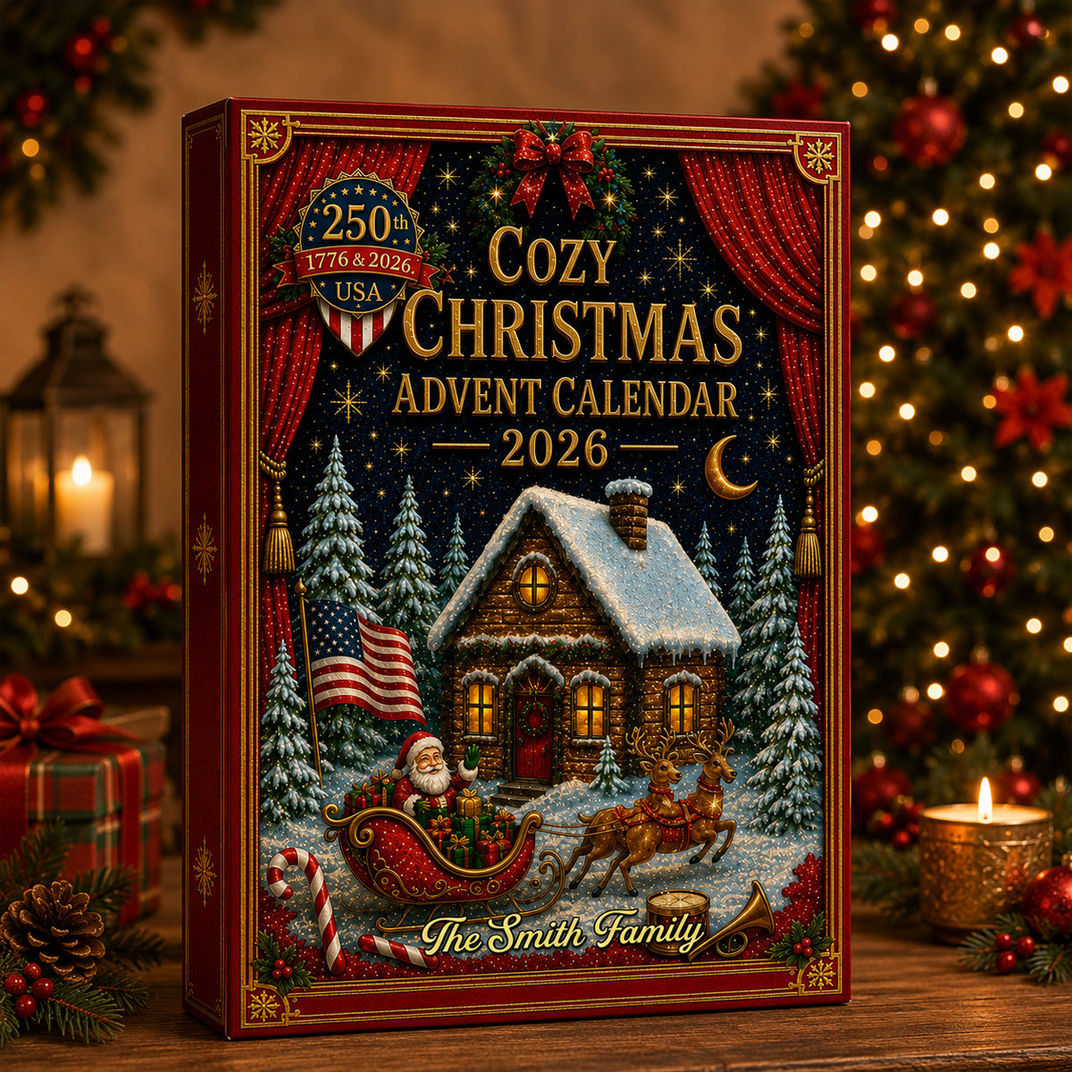 Our Family Christmas Advent Calendar - 24 Day Spirits Countdown, Acrylic Charms Blind Box - Gift For Family
