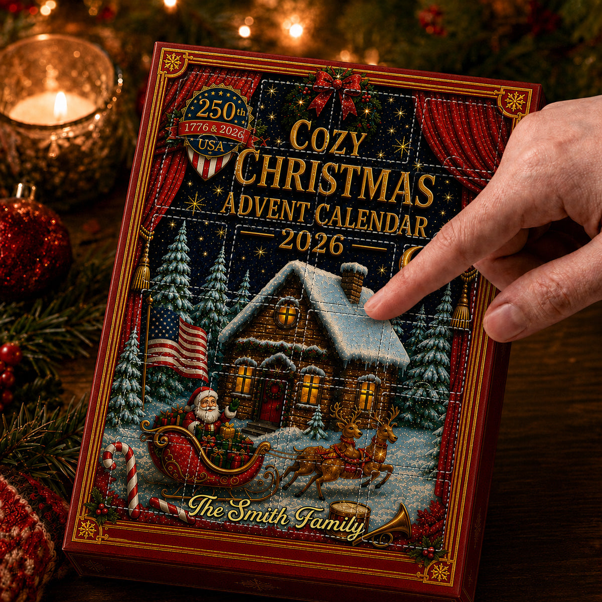 Our Family Christmas Advent Calendar - 24 Day Spirits Countdown, Acrylic Charms Blind Box - Gift For Family