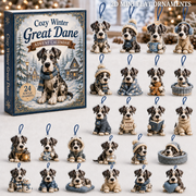 Cozy Winter Great Dane Advent Calendar 2026 - 24-Day Festive Countdown, Acrylic Charms Blind Box - Gift For Great Dane Lovers