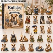 Bulldog In Everyday Advent Calendar 2026 - 24-Day Festive Countdown, Acrylic Charms Blind Box - Gift For Bulldog Lovers