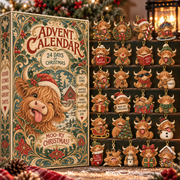 Highland Cow Christmas Advent Calendar 2026 – 24 Acrylic Hanging Charms, Funny Cow Holiday Countdown Gift