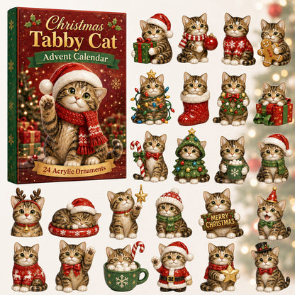 Christmas Tabby Cat Advent Calendar 2026 - 24-Day Festive Countdown, Acrylic Charms Blind Box - Gift For Cat Lovers