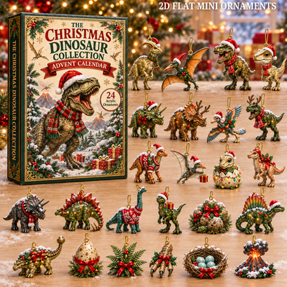 Christmas Dinosaur Advent Calendar 2026 - 24-Day Festive Countdown, Acrylic Charms Blind Box - Gift For Dinosaur Lovers
