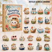Dumpling Vacation Club Advent Calendar 2026 - 24-Day Festive Countdown, Acrylic Charms Blind Box - Gift For Crochet Lovers