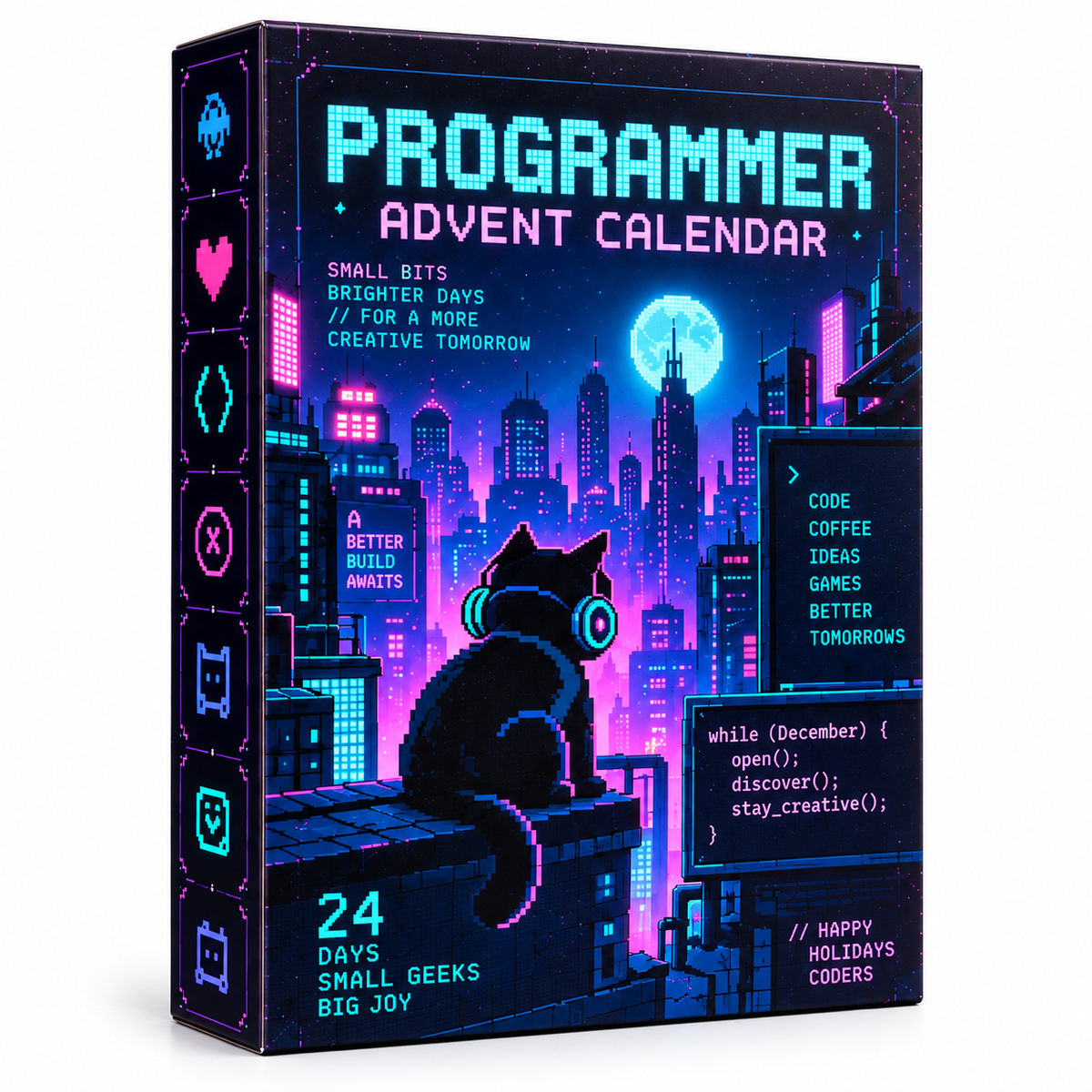 Programmer Advent Calendar – 24 Mini Acrylic Coding Ornaments, Geek Christmas Countdown Gift for Programmers, Developers & Tech Lovers