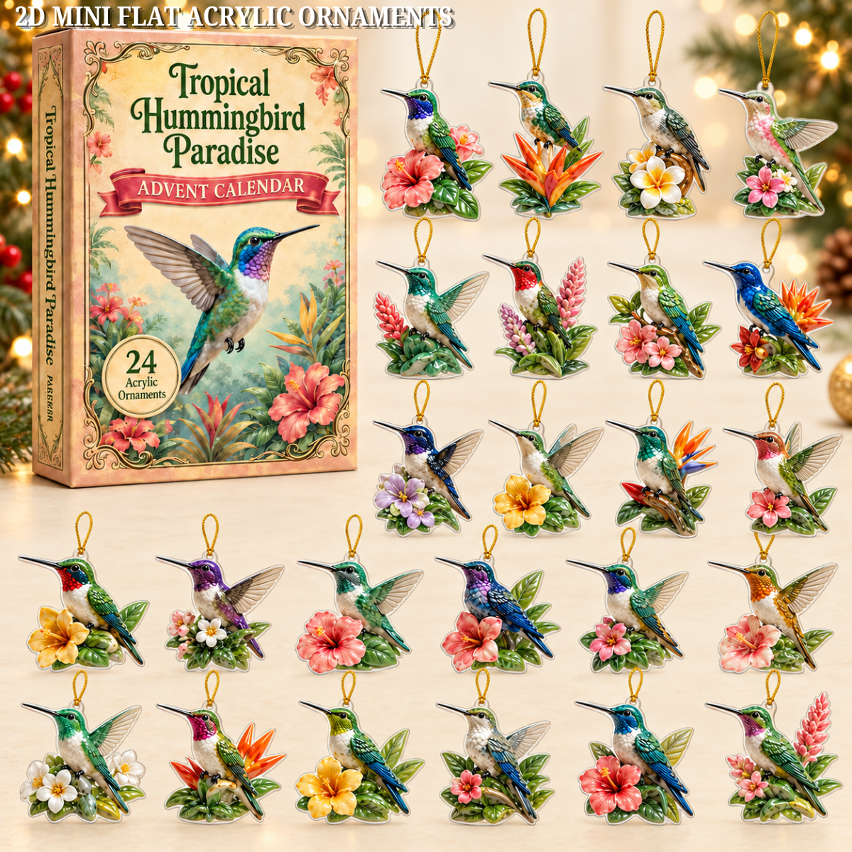 Tropical Paradise Advent Calendar 2026 - 24-Day Festive Countdown, Acrylic Charms Blind Box - Gift For Bird Lovers