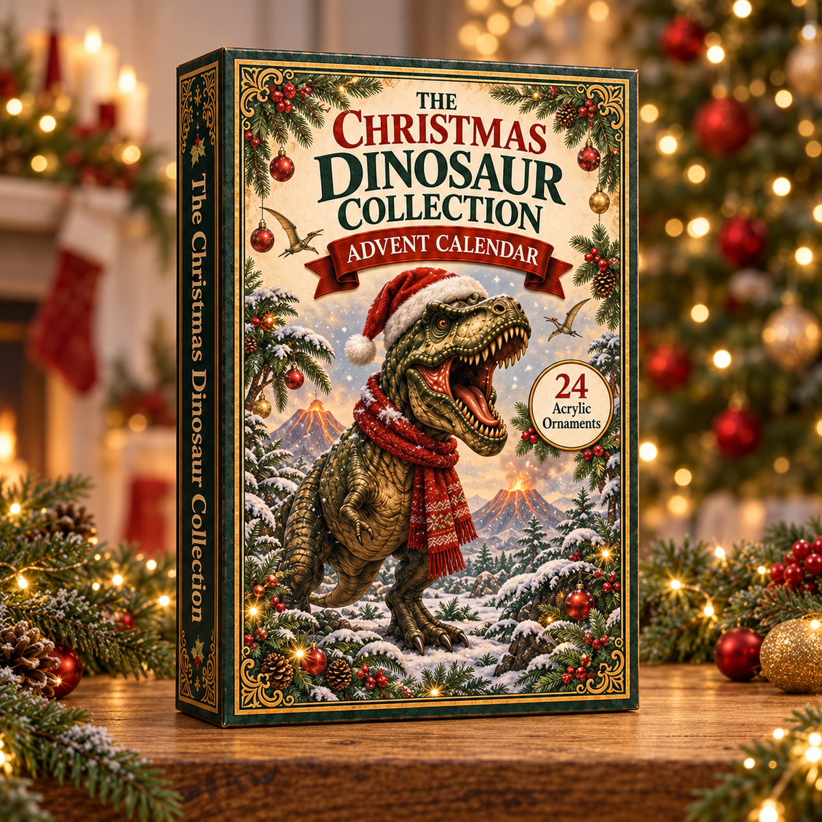 Christmas Dinosaur Advent Calendar 2026 - 24-Day Festive Countdown, Acrylic Charms Blind Box - Gift For Dinosaur Lovers