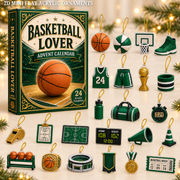 Basketball Green Theme Advent Calendar 2026 - 24-Day Festive Countdown, Acrylic Charms Blind Box - Gift For Basketball Lovers
