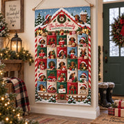 Personalized Dachshund Christmas Fabric Advent Calendar, 25 Day Pocket Countdown, Custom Family Name Dog Wall Hanging, Doxie Xmas Decor