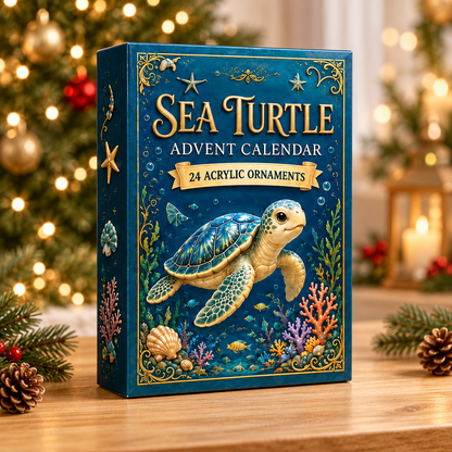 A Year Of Sea Turtle Advent Calendar 2026 - 24-Day Festive Countdown, Acrylic Charms Blind Box - Gift For Sea Turtle Lovers