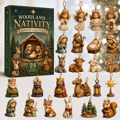 Woodland Nativity Advent Calendar 2026 - 24-Day Festive Countdown, Acrylic Charms Blind Box - Gift For Family & Friends