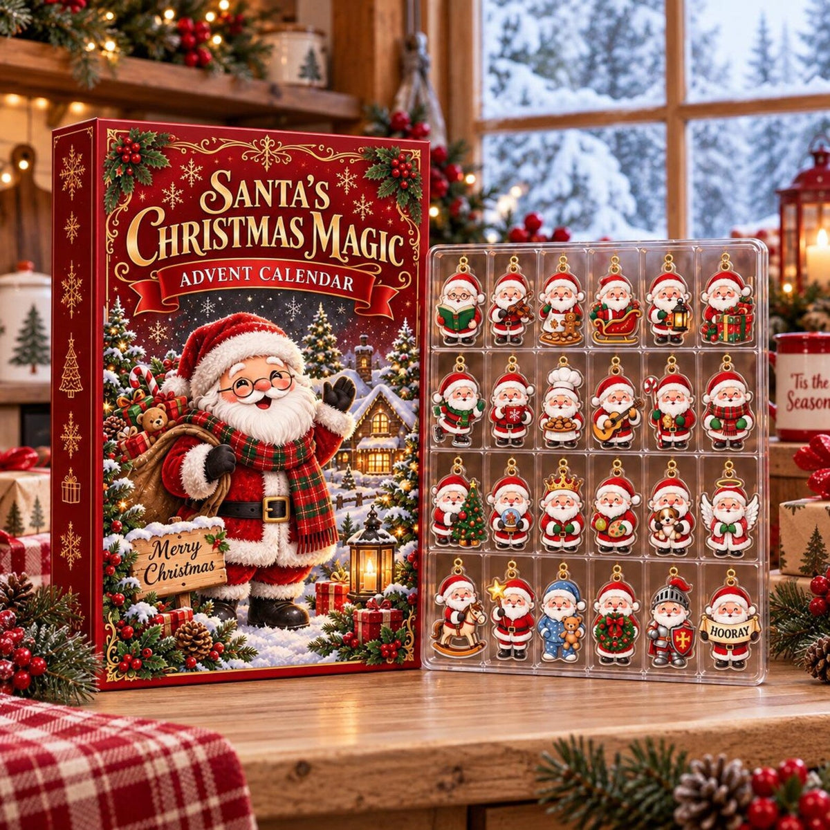 Santa Christmas Blind Box Advent Calendar, 24 Acrylic Charms, Cute Holiday Ornament Set, Christmas Countdown Collector Gift Set 2026