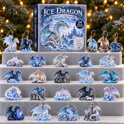 Ice Dragon Advent Calendar 2026 - 24-Day Festive Countdown, Acrylic Charms Blind Box - Gift For Dragon Lovers