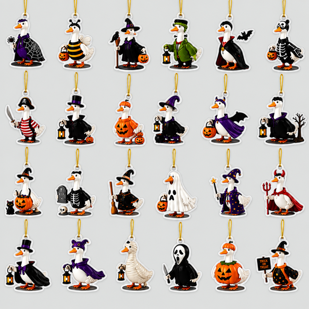 2026 Halloween Goose Advent Calendar – 24 Days of Spooky 2D Acrylic Goose Ornaments, Funny Trick-or-Treat Countdown Box & Cute Collector Gift for Goose Lovers