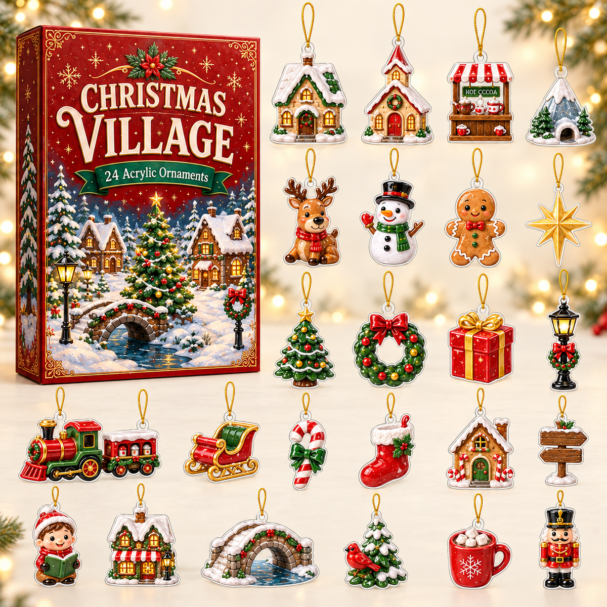 Christmas Village Moments Advent Calendar 2026 - 24-Day Festive Countdown, Acrylic Charms Blind Box - Gift For Family & Friends