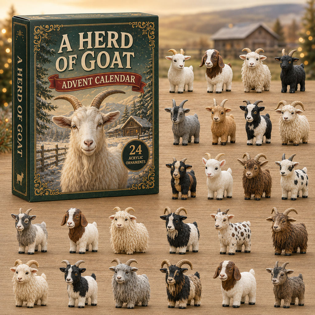 A Herd of Goat Advent Calendar 2026 - 24-Day Festive Countdown, Acrylic Charms Blind Box - Gift For Goat Lovers