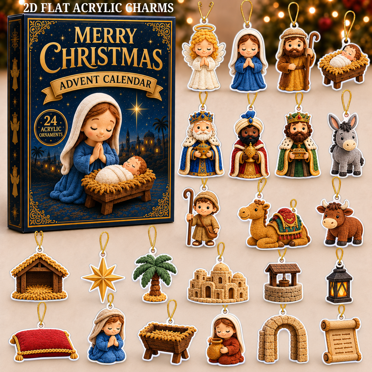 Holy Night Advent Calendar 2026 - 24-Day Festive Countdown, Acrylic Charms Blind Box - Gift For Religious Collectors