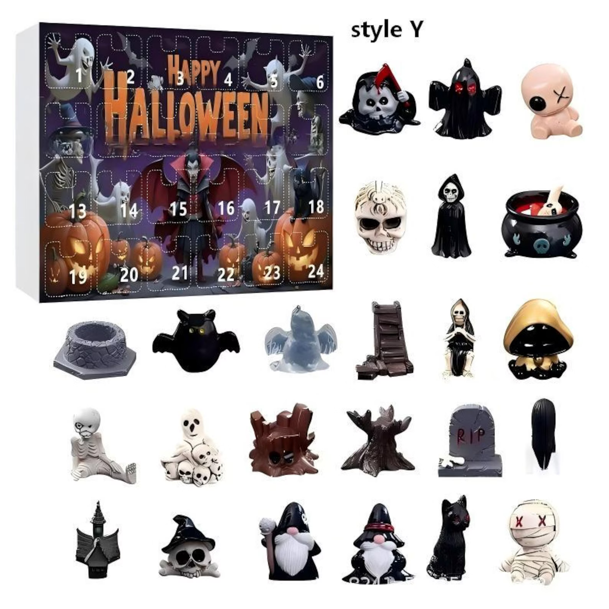 Halloween Advent Calendar 2026, 24 Day Ghost Blind Box, Spooky Cute Countdown Gift, Mini Collectible Hanging Ornaments, Multiple Box Styles