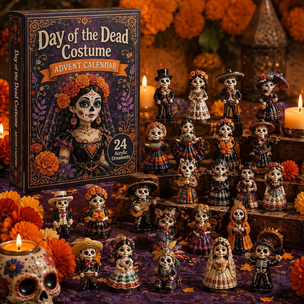 Day of the Dead Costume Advent Calendar 2026 - 24-Day Festive Countdown, Acrylic Charms Blind Box