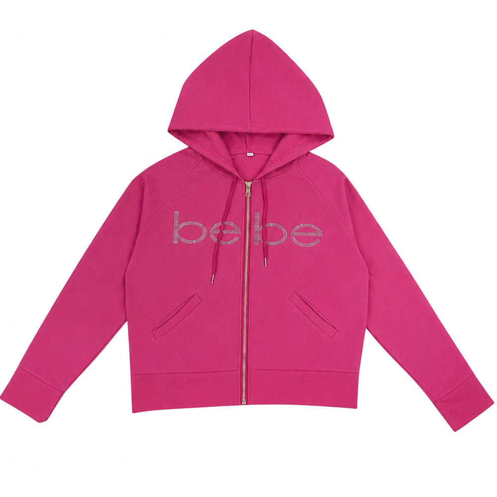 Bebe Pink Zip Up Hoodie