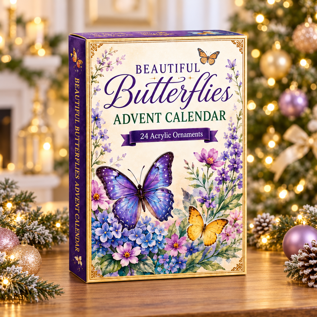 Beautiful Butterflies Advent Calendar 2026 - 24-Day Festive Countdown, Acrylic Charms Blind Box - Gift For Butterfly Lovers