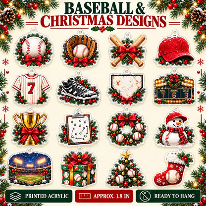 Personalized Baseball Advent Calendar with 24 Custom Photo Acrylic Ornaments, Player Number Christmas Gift for Baseball Family and Coach
