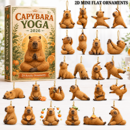 Capybara Yoga Advent Calendar 2026 - 24-Day Festive Countdown, Acrylic Charms Blind Box - Gift For Yoga Lovers
