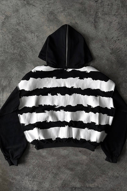 Monochrome Graphic Zip Hoodie