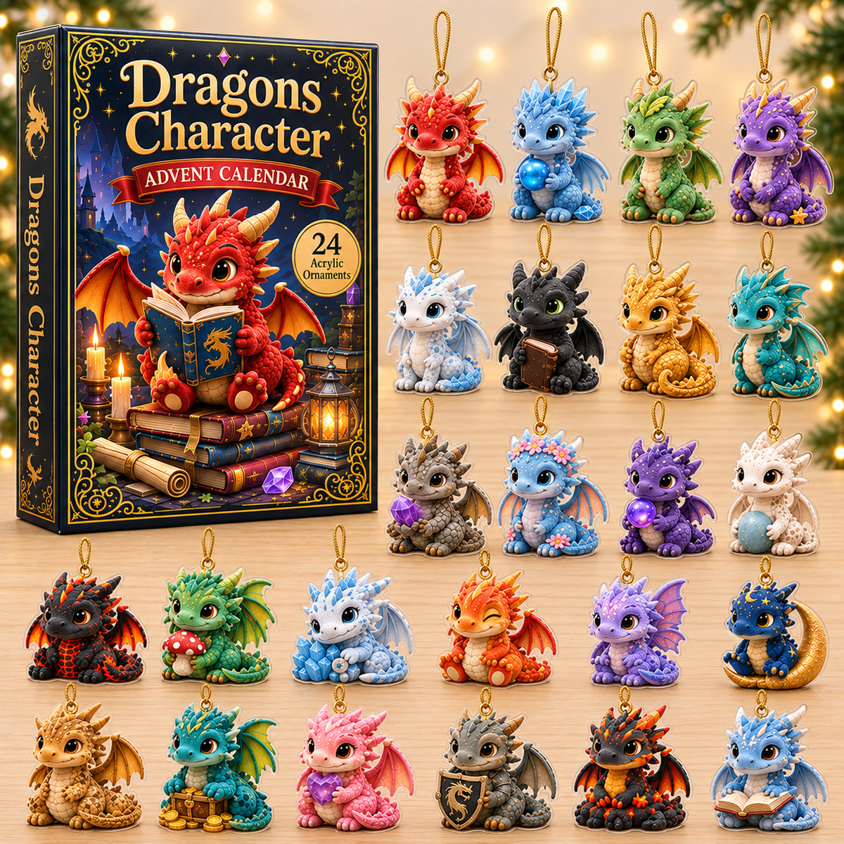 Dragon Character Advent Calendar 2026 - 24-Day Festive Countdown, Acrylic Charms Blind Box - Gift For Dragon Lovers