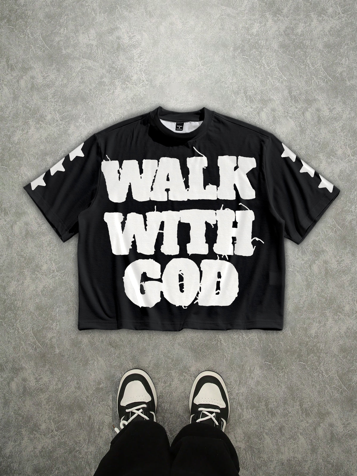 Walk With God Oversized White Graphic T-Shirt