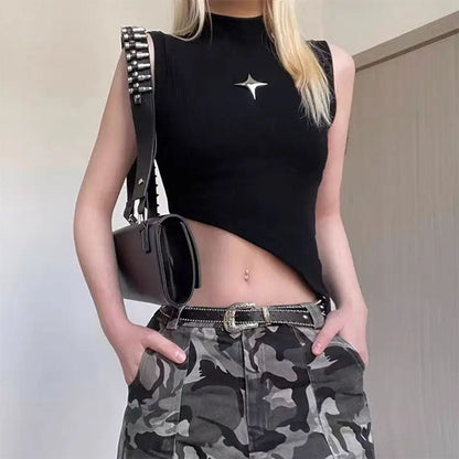 Stargirl Aesthetic Asymmetric Crop Top