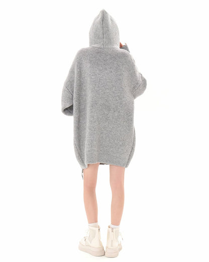 Black Cat Knit Zip Up Hoodie