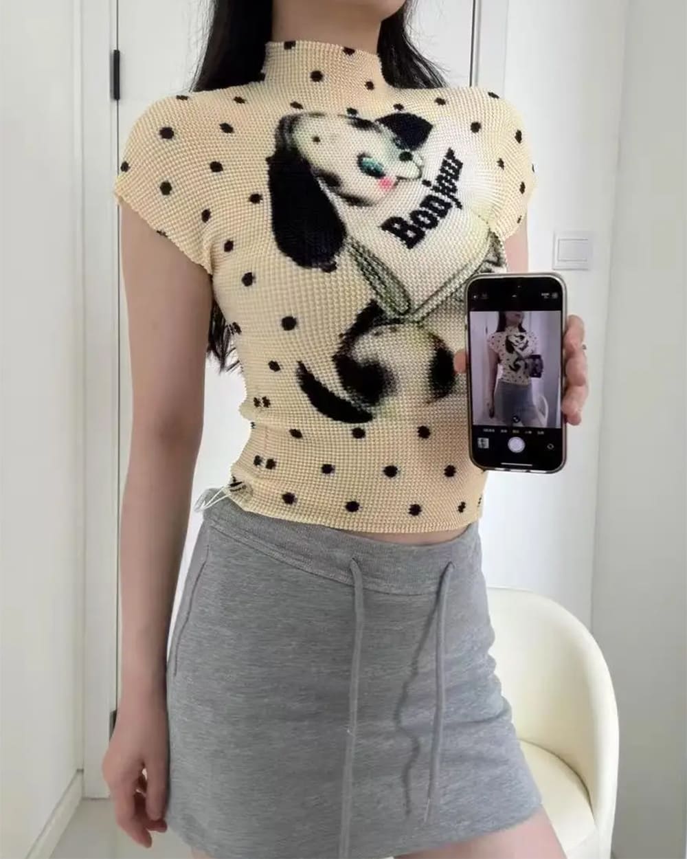 Bonjour Polka Dot Baby Tee