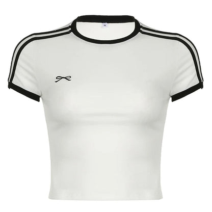 Bow Embroidery Y2K Crop Top
