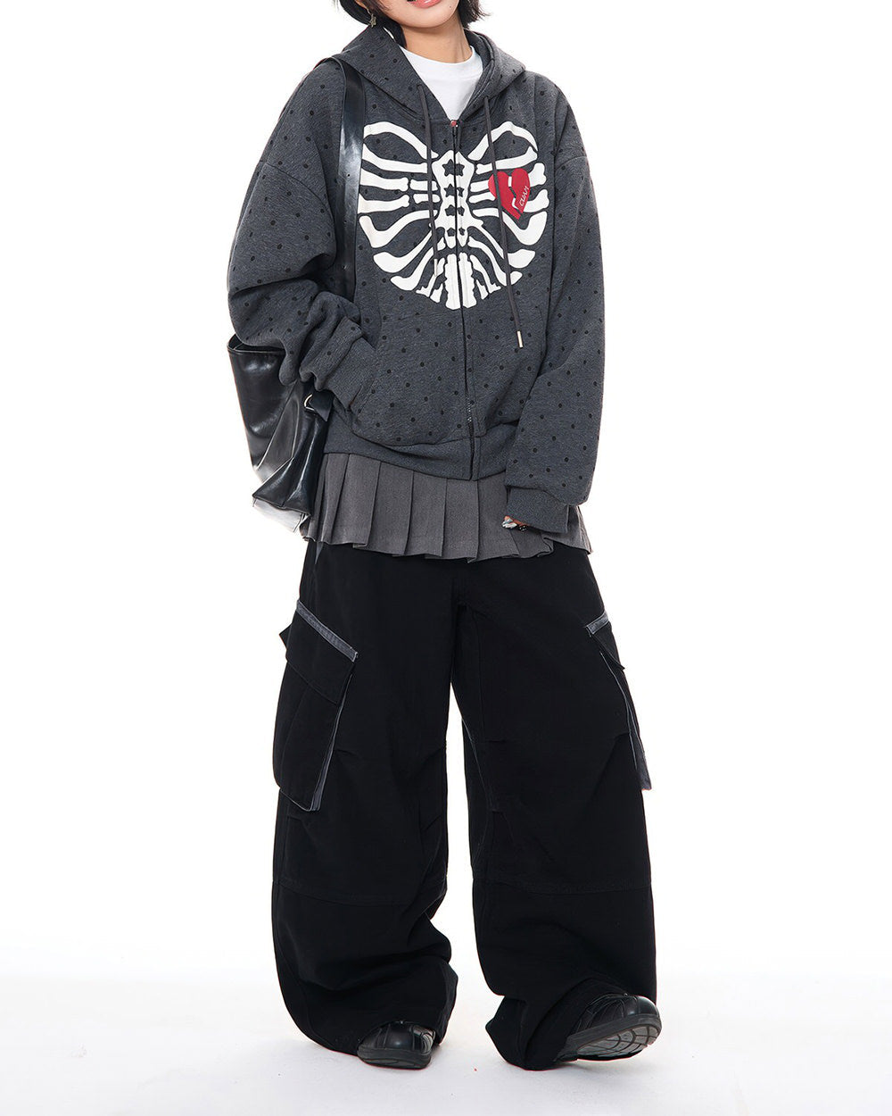 Broken Heart Skeleton Zip Up Hoodie
