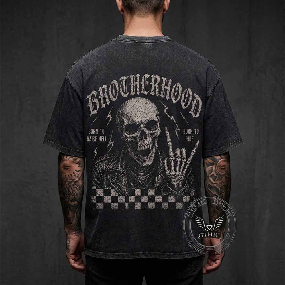Brotherhood Rock Skeleton Vintage Washed T-shirt