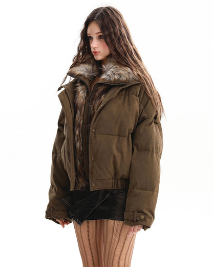 Cinnamon Swirl Fur Puffer Jacket