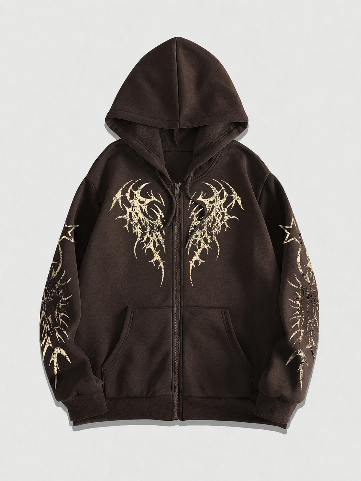 Men's Goth Red Graphic Zip-Up Hoodie