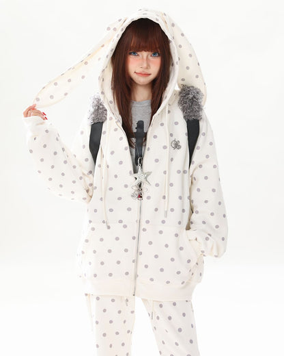 Bunny Polka Dot Hoodie Pants Co-ord