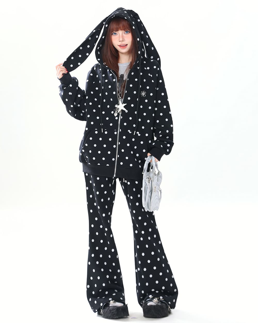 Bunny Polka Dot Hoodie Pants Co-ord