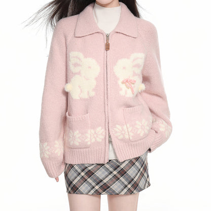 Sweet Attitude Bunny Zip Up Cardigan