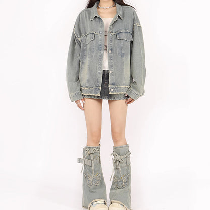 Butterfly Patch Y2K Denim Jacket