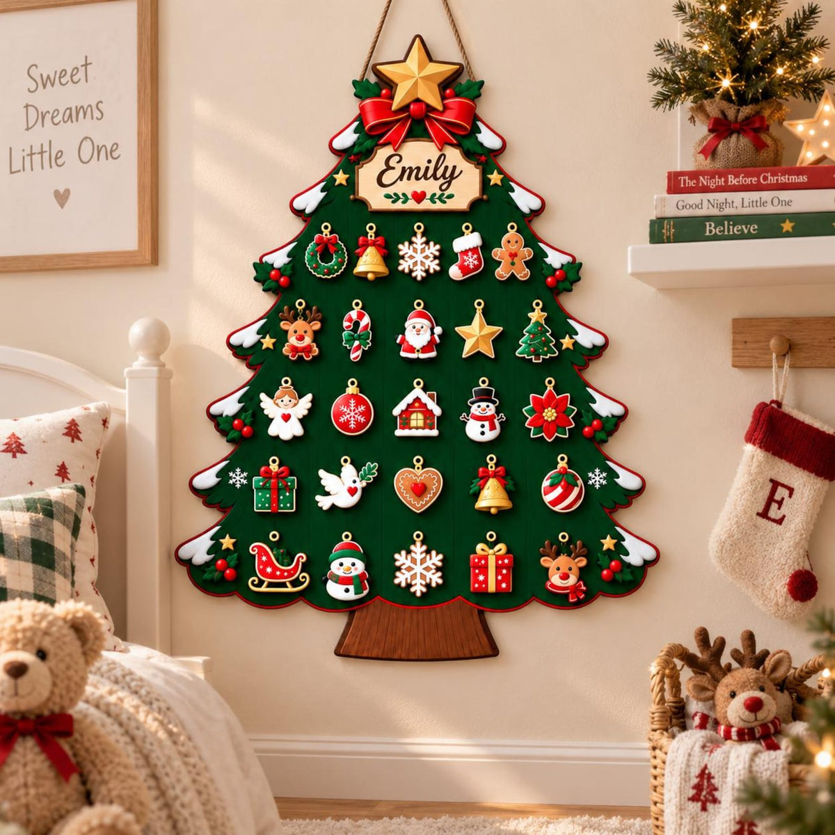 Wooden Advent Calendar Christmas Tree, Personalized 24 Days Reusable Countdown Tree, Christmas Countdown Calendar, Kids Holiday Gift