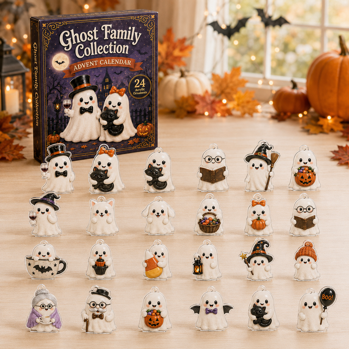 Ghost Family Advent Calendar 2026 - 24-Day Festive Countdown, Acrylic Charms Blind Box - Gift For Halloween Lovers
