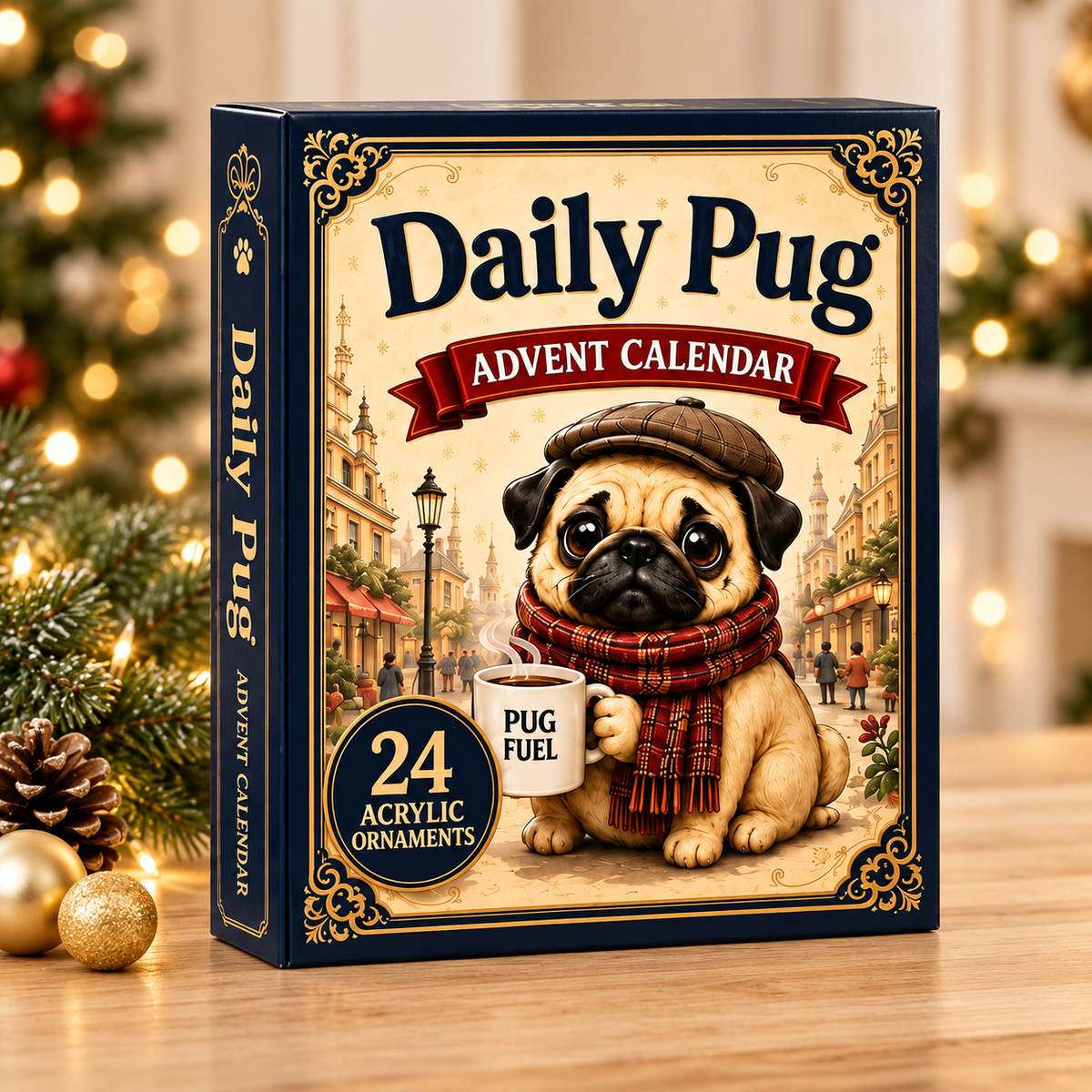Daily Pug Advent Calendar 2026 - 24-Day Festive Countdown, Acrylic Charms Blind Box - Gift For Dog Lovers