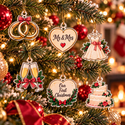 Personalized Newlywed Christmas Advent Calendar 2026, Custom Couple Name Blind Box, 24 Day Countdown Mr Mrs Xmas Ornament Set for Couples