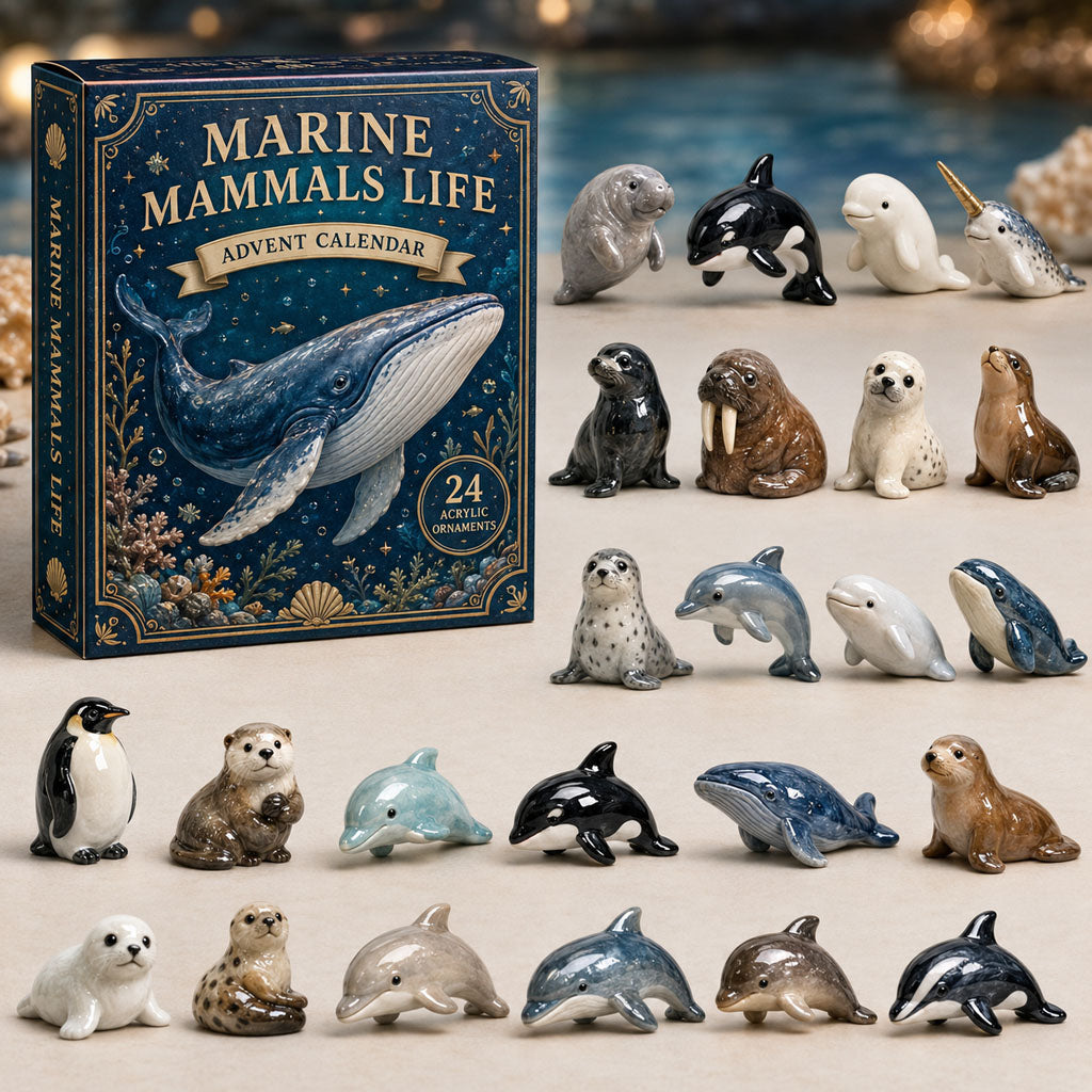 Marine Mammals Life Advent Calendar 2026 - 24-Day Festive Countdown, Acrylic Charms Blind Box - Gift For Fish Lovers